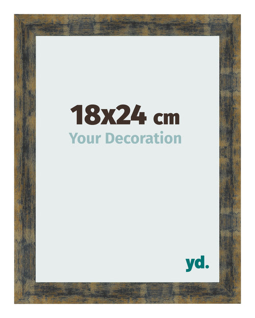Bilderrahmen 18x24cm Blau Gold Meliert MDF Pisa Vorne Messe | Yourdecoration.de