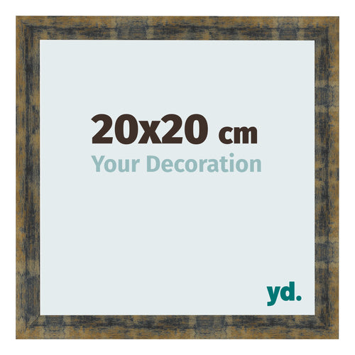 Bilderrahmen 20x20cm Blau Gold Meliert MDF Pisa Vorne Messe | Yourdecoration.de