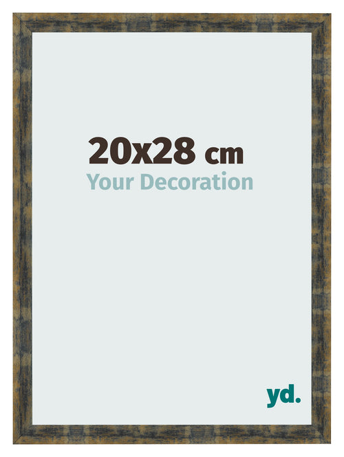 Bilderrahmen 20x28cm Blau Gold Meliert MDF Pisa Vorne Messe | Yourdecoration.de