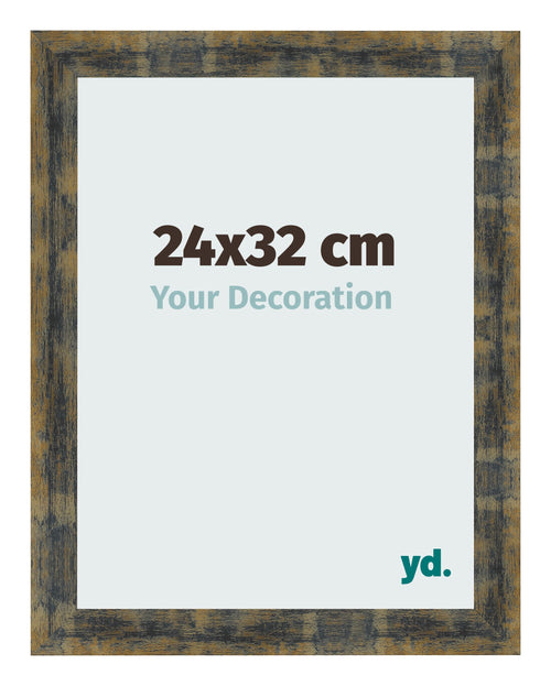 Bilderrahmen 24x32cm Blau Gold Meliert MDF Pisa Vorne Messe | Yourdecoration.de