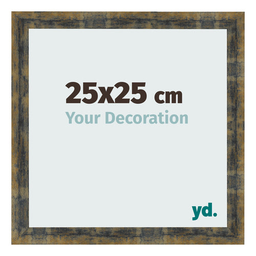 Bilderrahmen 25x25cm Blau Gold Meliert MDF Pisa Vorne Messe | Yourdecoration.de