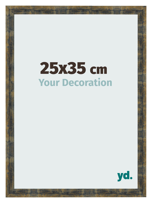 Bilderrahmen 25x35cm Blau Gold Meliert MDF Pisa Vorne Messe | Yourdecoration.de