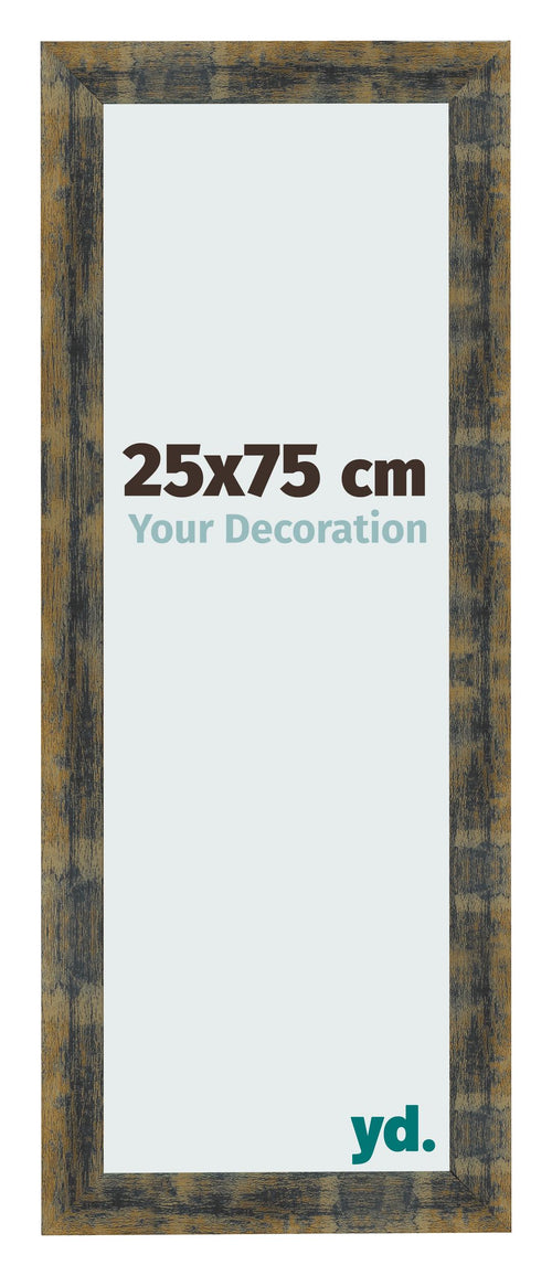 Bilderrahmen 25x75cm Blau Gold Meliert MDF Pisa Vorne Messe | Yourdecoration.de