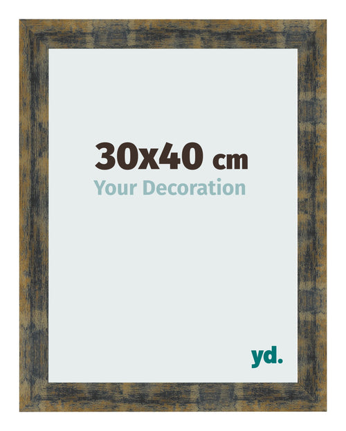 Bilderrahmen 30x40cm Blau Gold Meliert MDF Pisa Vorne Messe | Yourdecoration.de