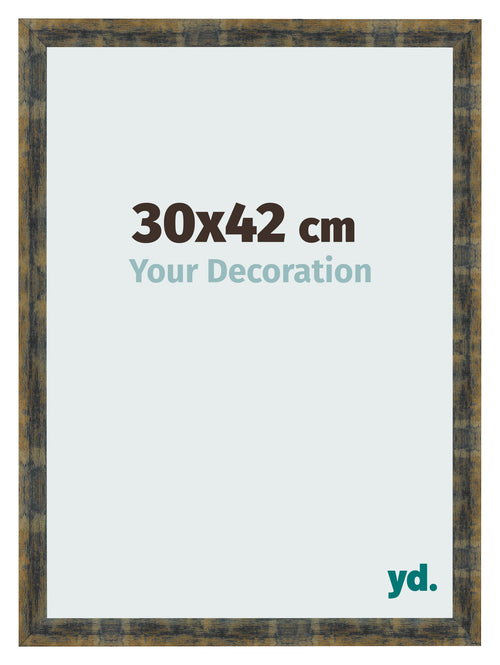 Bilderrahmen 30x42cm Blau Gold Meliert MDF Pisa Vorne Messe | Yourdecoration.de