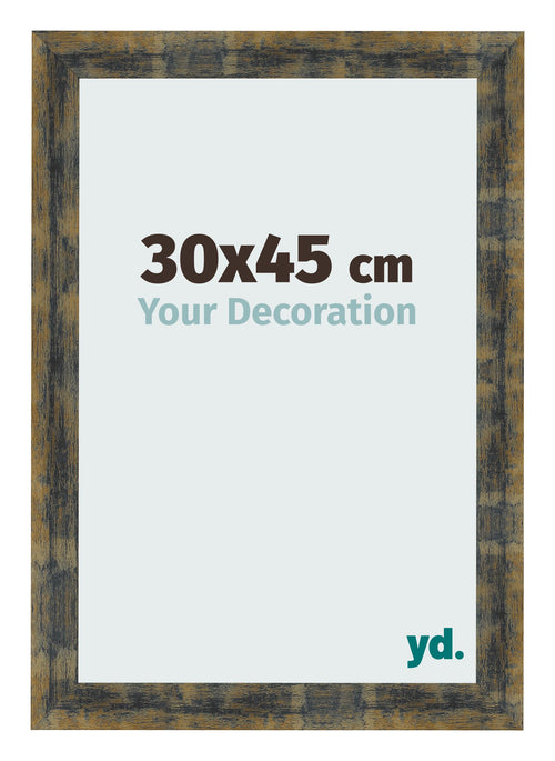 Bilderrahmen 30x45cm Blau Gold Meliert MDF Pisa Vorne Messe | Yourdecoration.de
