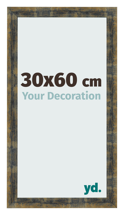 Bilderrahmen 30x60cm Blau Gold Meliert MDF Pisa Vorne Messe | Yourdecoration.de