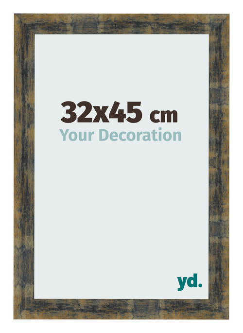 Bilderrahmen 32x45cm Blau Gold Meliert MDF Pisa Vorne Messe | Yourdecoration.de