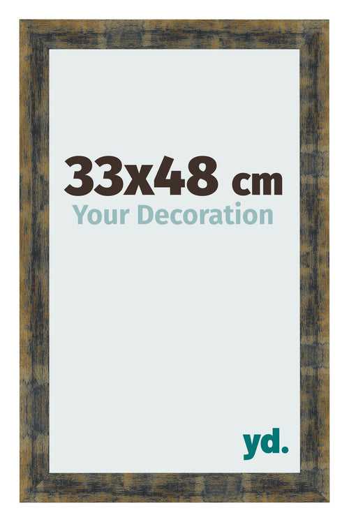 Bilderrahmen 33x48cm Blau Gold Meliert MDF Pisa Vorne Messe | Yourdecoration.de