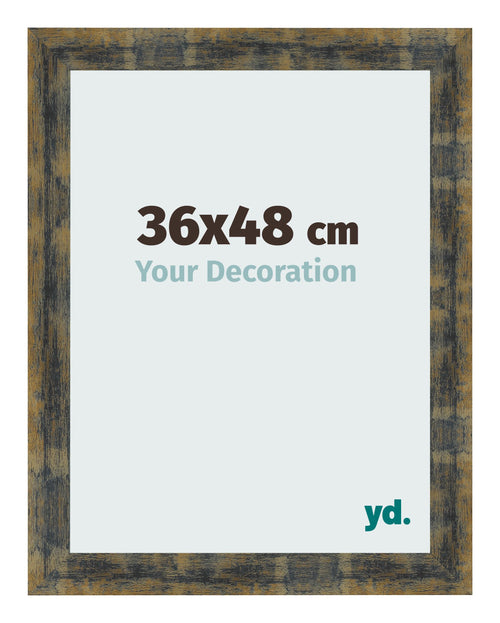 Bilderrahmen 36x48cm Blau Gold Meliert MDF Pisa Vorne Messe | Yourdecoration.de