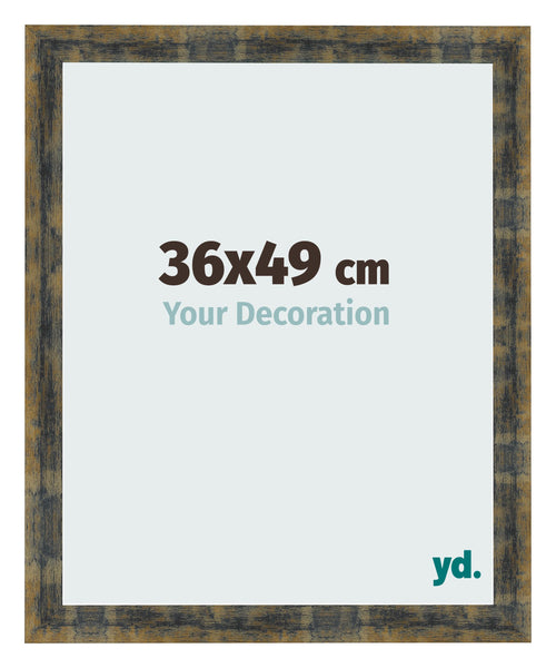 Bilderrahmen 36x49cm Blau Gold Meliert MDF Pisa Vorne Messe | Yourdecoration.de