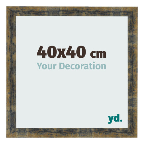 Bilderrahmen 40x40cm Blau Gold Meliert MDF Pisa Vorne Messe | Yourdecoration.de
