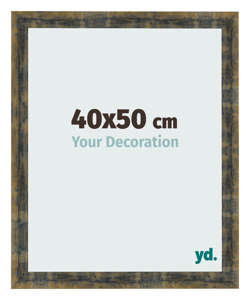 Bilderrahmen 40x50cm Blau Gold Meliert MDF Pisa Vorne Messe | Yourdecoration.de