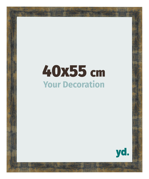 Bilderrahmen 40x55cm Blau Gold Meliert MDF Pisa Vorne Messe | Yourdecoration.de