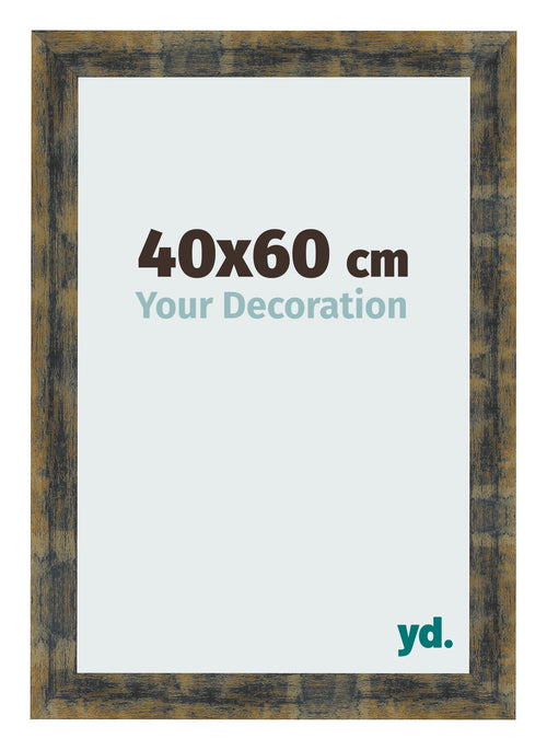 Bilderrahmen 40x60cm Blau Gold Meliert MDF Pisa Vorne Messe | Yourdecoration.de