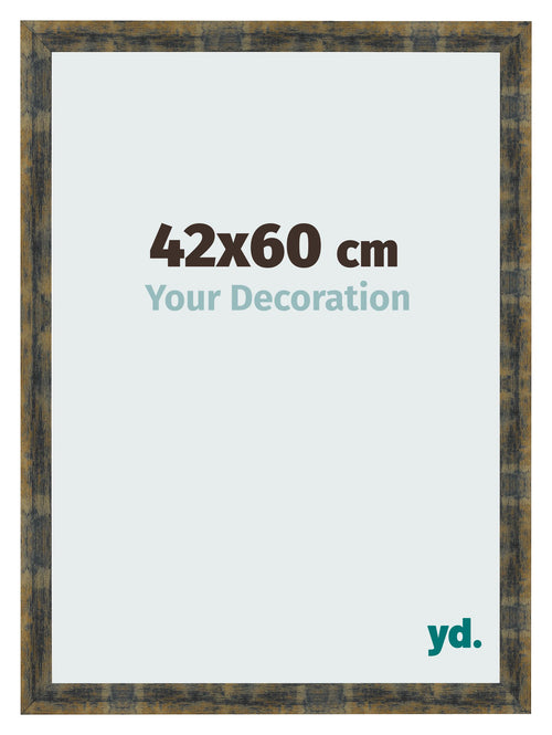 Bilderrahmen 42x60cm Blau Gold Meliert MDF Pisa Vorne Messe | Yourdecoration.de