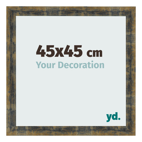 Bilderrahmen 45x45cm Blau Gold Meliert MDF Pisa Vorne Messe | Yourdecoration.de