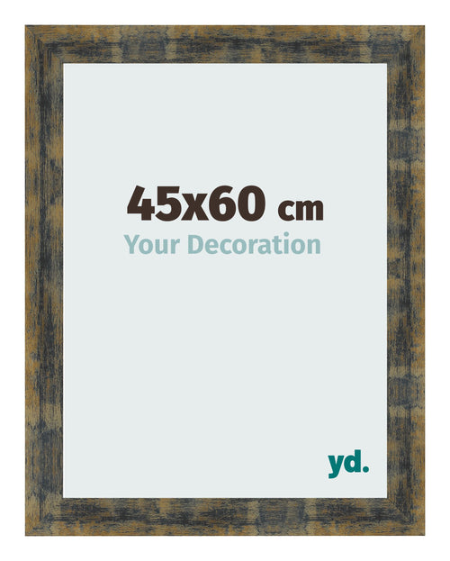 Bilderrahmen 45x60cm Blau Gold Meliert MDF Pisa Vorne Messe | Yourdecoration.de