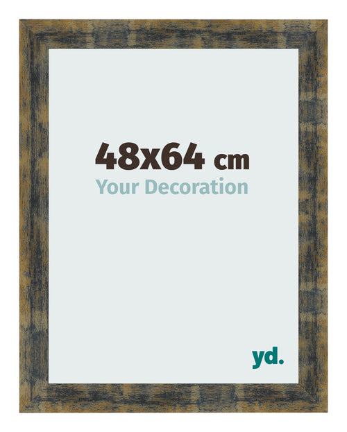 Bilderrahmen 48x64cm Blau Gold Meliert MDF Pisa Vorne Messe | Yourdecoration.de