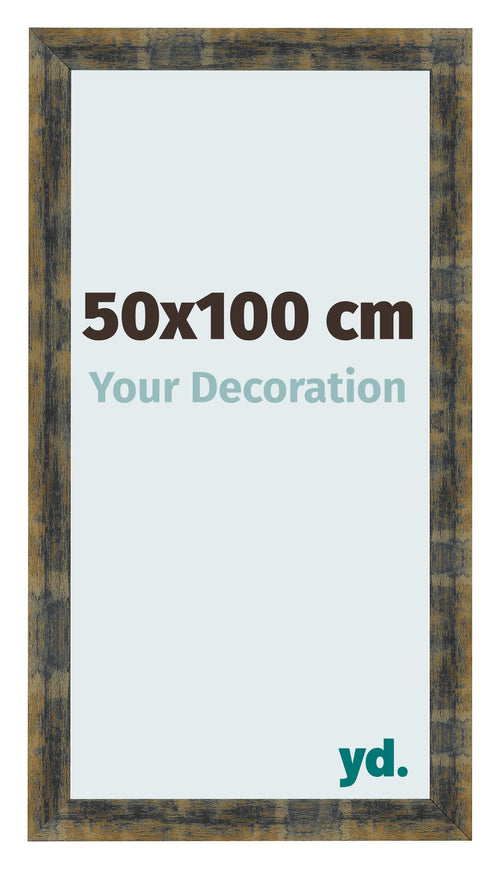 Bilderrahmen 50x100cm Blau Gold Meliert MDF Pisa Vorne Messe | Yourdecoration.de