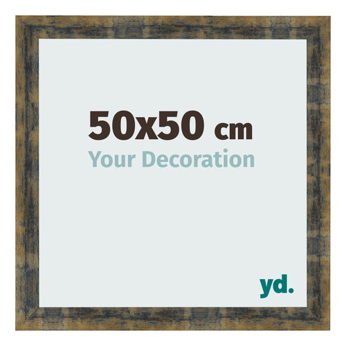 Bilderrahmen 50x50cm Blau Gold Meliert MDF Pisa Vorne Messe | Yourdecoration.de