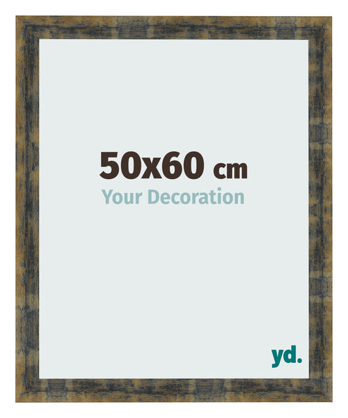 Bilderrahmen 50x60cm Blau Gold Meliert MDF Pisa Vorne Messe | Yourdecoration.de