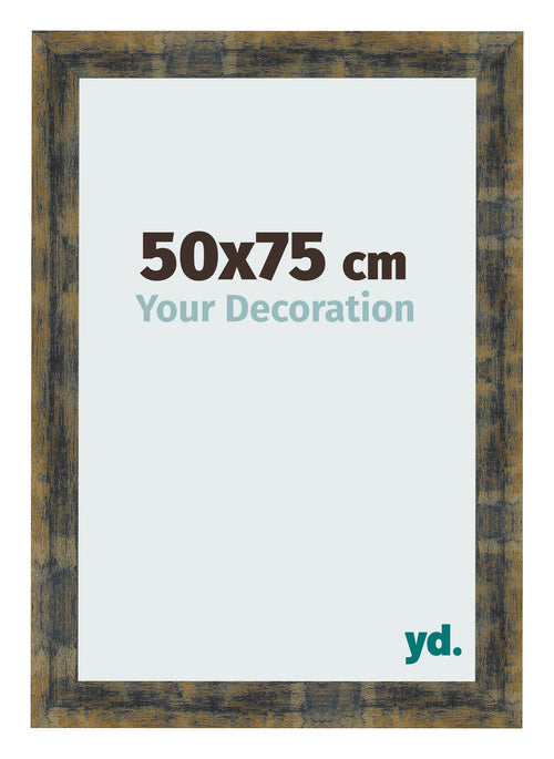 Bilderrahmen 50x75cm Blau Gold Meliert MDF Pisa Vorne Messe | Yourdecoration.de