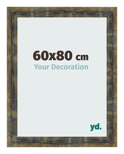 Bilderrahmen 60x80cm Blau Gold Meliert MDF Pisa Vorne Messe | Yourdecoration.de