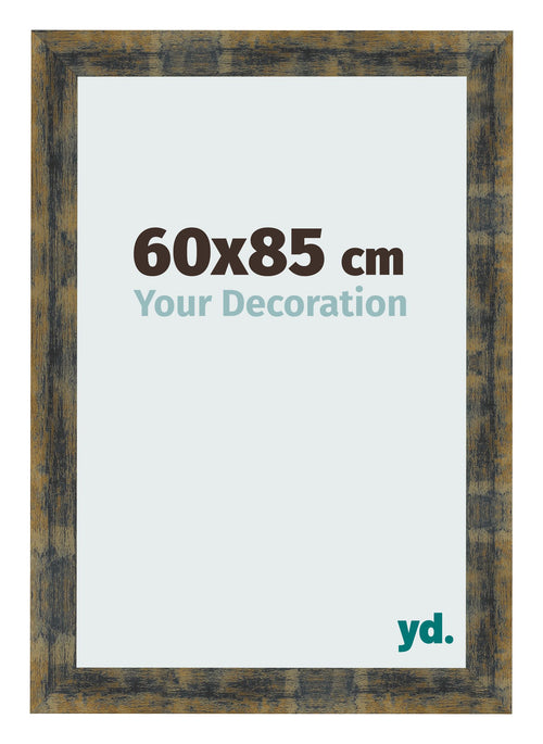 Bilderrahmen 60x85cm Blau Gold Meliert MDF Pisa Vorne Messe | Yourdecoration.de