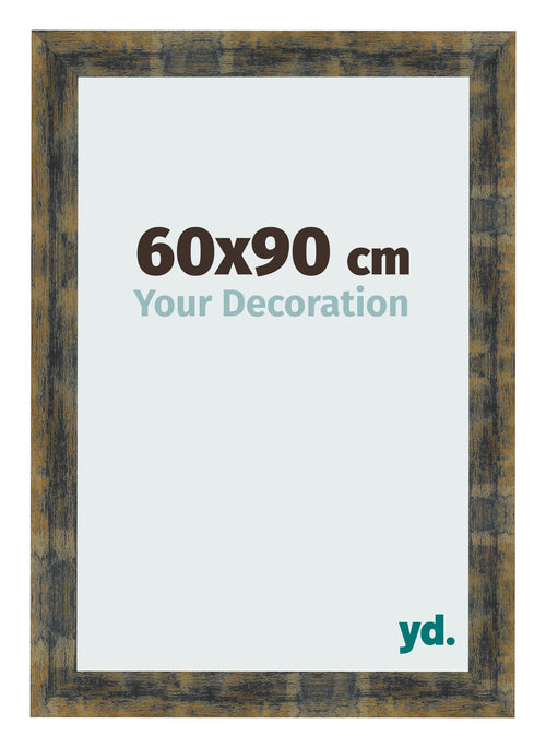 Bilderrahmen 60x90cm Blau Gold Meliert MDF Pisa Vorne Messe | Yourdecoration.de