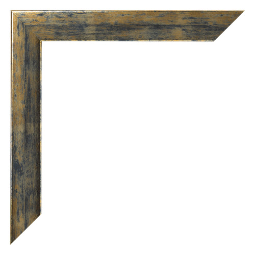 Bilderrahmen 68x98cm Blau Gold Meliert MDF Pisa Detail Ecke | Yourdecoration.de