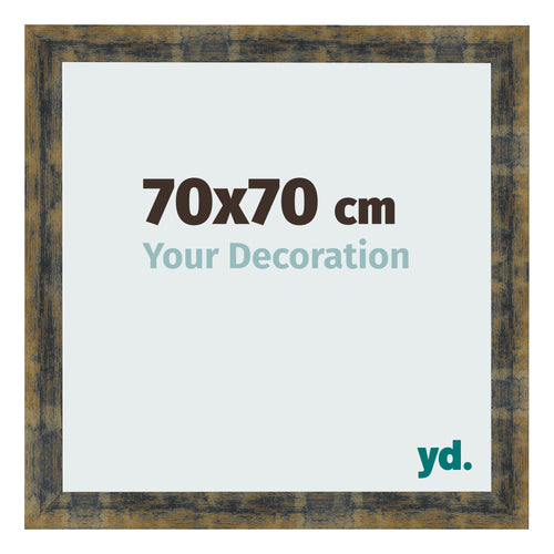 Bilderrahmen 70x70cm Blau Gold Meliert MDF Pisa Vorne Messe | Yourdecoration.de