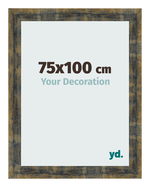 Bilderrahmen 75x100cm Blau Gold Meliert MDF Pisa Vorne Messe | Yourdecoration.de