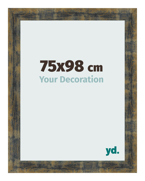 Bilderrahmen 75x98cm Blau Gold Meliert MDF Pisa Vorne Messe | Yourdecoration.de