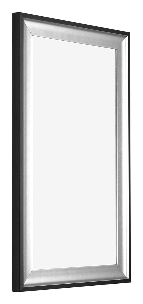 Birmingham Holz Bilderrahmen 30x50cm Schwarz Silber Poliert Vorne Schrag | Yourdecoration.de