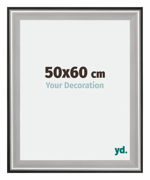 Birmingham Holz Bilderrahmen 50x60cm Schwarz Silber Poliert Messe | Yourdecoration.de