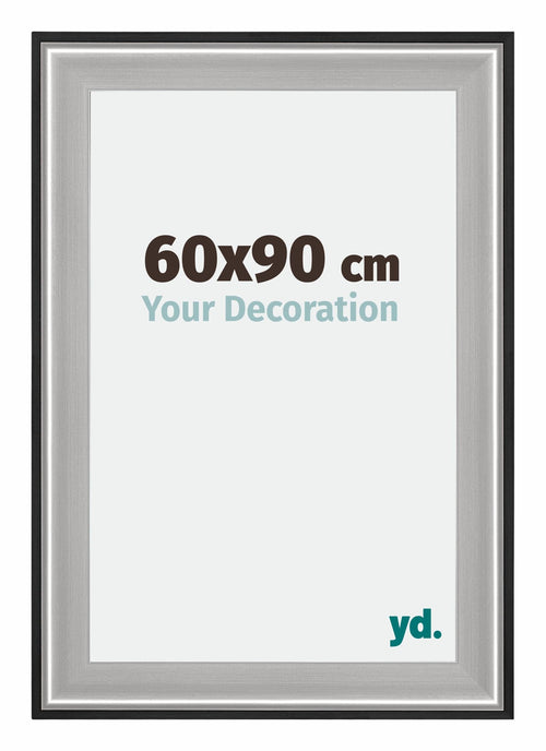 Birmingham Holz Bilderrahmen 60x90cm Schwarz Silber Poliert Messe | Yourdecoration.de