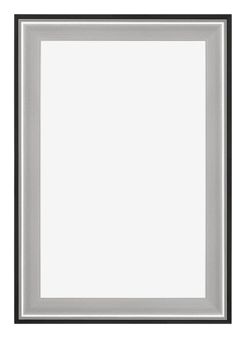 Birmingham Holz Bilderrahmen 60x90cm Schwarz Silber Poliert Vorne | Yourdecoration.de
