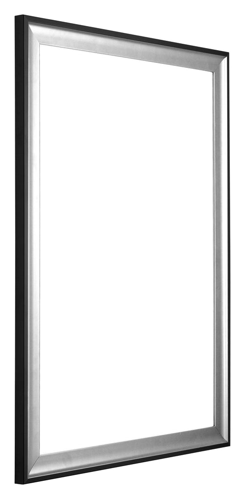 Birmingham Holz Bilderrahmen 68x98cm Schwarz Silber Poliert Vorne Schrag | Yourdecoration.de