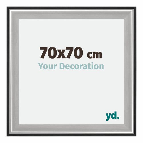 Birmingham Holz Bilderrahmen 70x70cm Schwarz Silber Poliert Messe | Yourdecoration.de