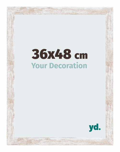 Catania MDF Bilderrahmen 36x48cm White Wash Vorne Messe | Yourdecoration.de