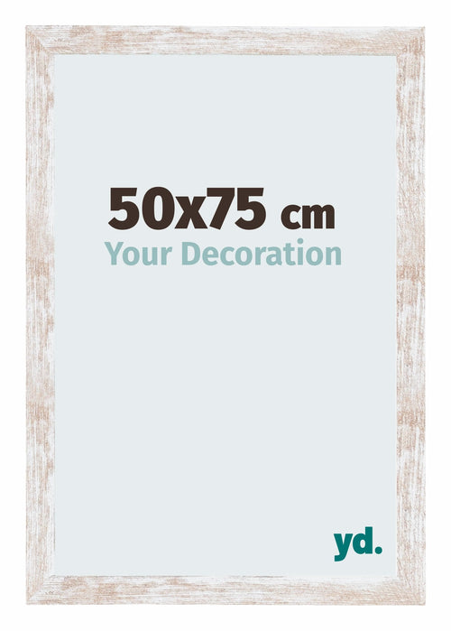 Catania MDF Bilderrahmen 50x75cm White Wash Vorne Messe | Yourdecoration.de
