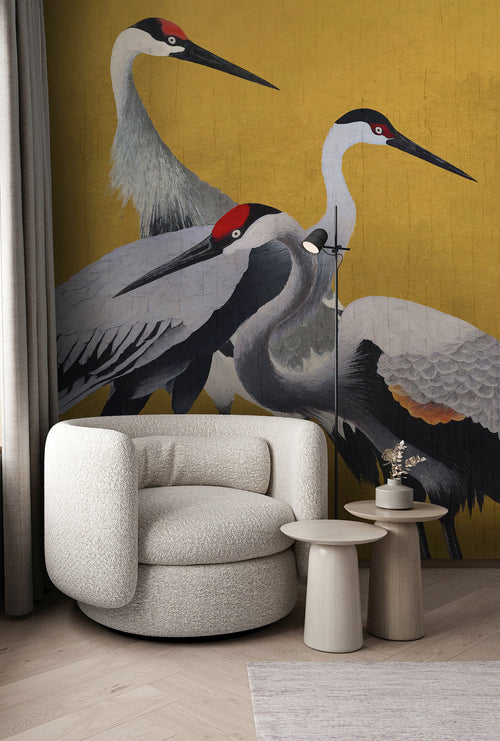 Fototapete Yellow Cranes 200x250cm Komar FLX4 053 Interieur | Yourdecoration.nl