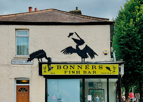 Kunstdruck Banksy - Pelikane Fish and Chips 70x50cm