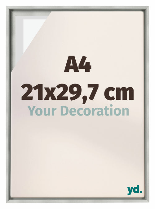Lyon MDF Schattenfugenrahmen 21x29 7cm A4 Silber Matt Vorne Messe | Yourdecoration.de