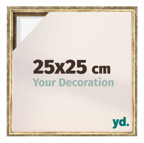 Lyon MDF Schattenfugenrahmen 25x25cm Gold Antik Vorne Messe | Yourdecoration.de