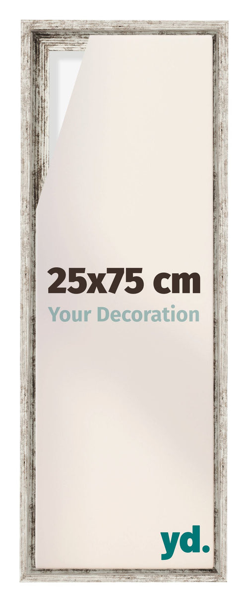 Lyon MDF Schattenfugenrahmen 25x75cm Weiss Vintage Vorne Messe | Yourdecoration.de