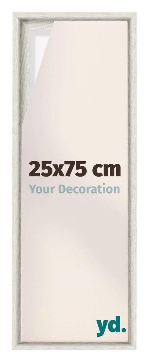 Lyon MDF Schattenfugenrahmen 25x75cm White Wash Vorne Messe | Yourdecoration.de