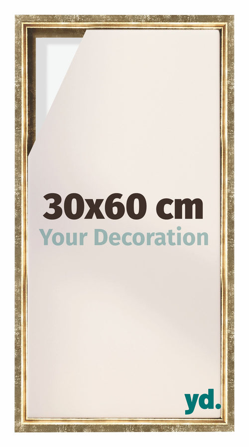 Lyon MDF Schattenfugenrahmen 30x60cm Gold Antik Vorne Messe | Yourdecoration.de