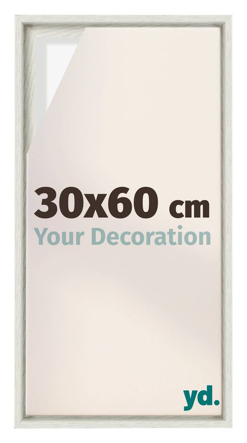 Lyon MDF Schattenfugenrahmen 30x60cm White Wash Vorne Messe | Yourdecoration.de